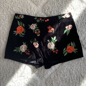 Alice + Olivia Floral Velvet Floral Shorts